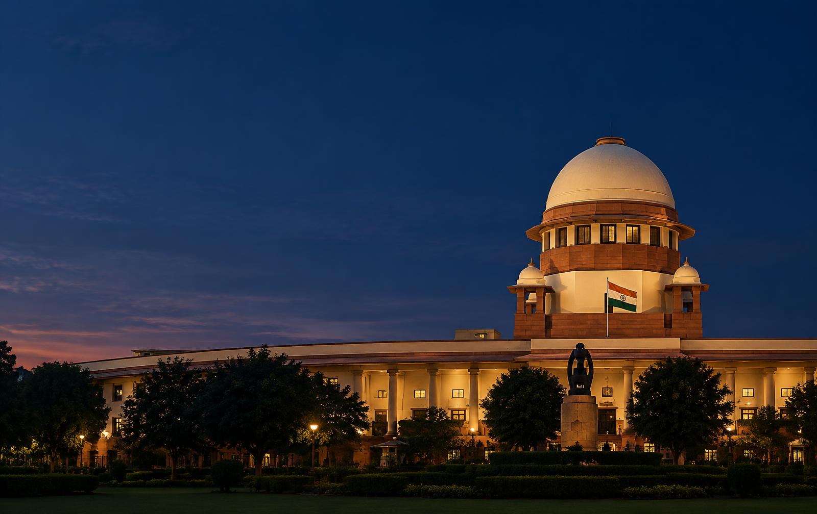 The Supreme Court of India at dusk
